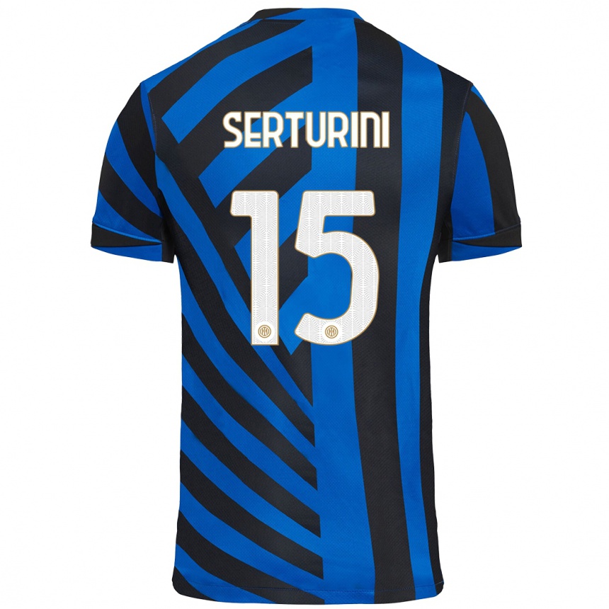 Enfant Football Maillot Annamaria Serturini #15 Bleu Noir Tenues Domicile 2024/25