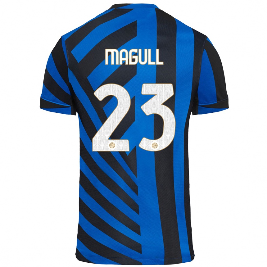 Enfant Football Maillot Lina Magull #23 Bleu Noir Tenues Domicile 2024/25