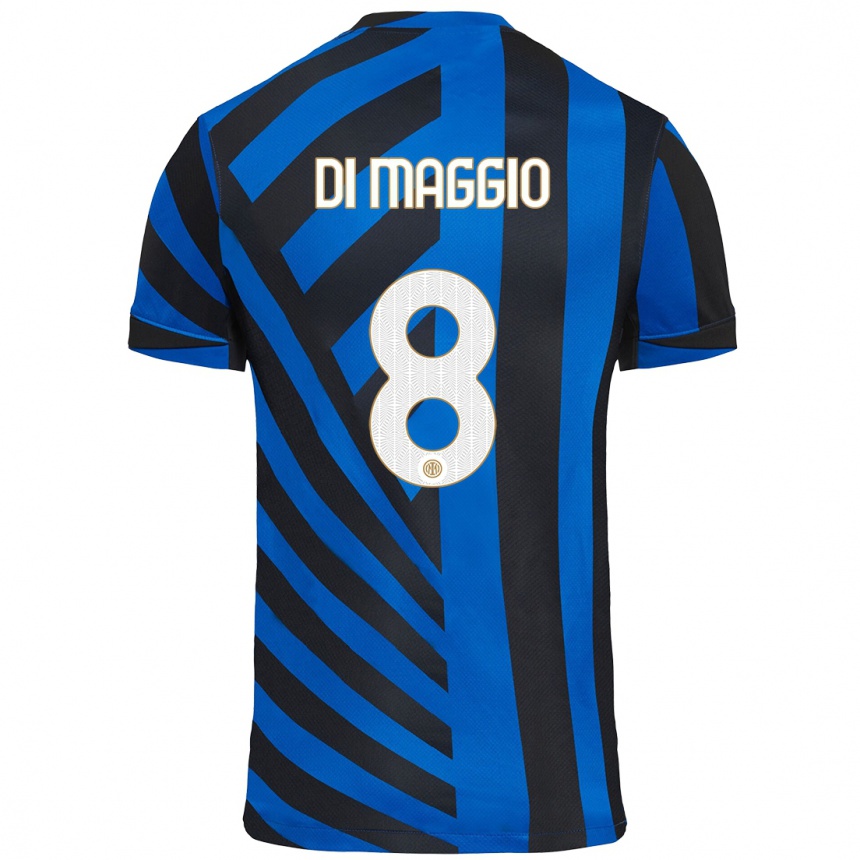 Enfant Football Maillot Luca Di Maggio #8 Bleu Noir Tenues Domicile 2024/25