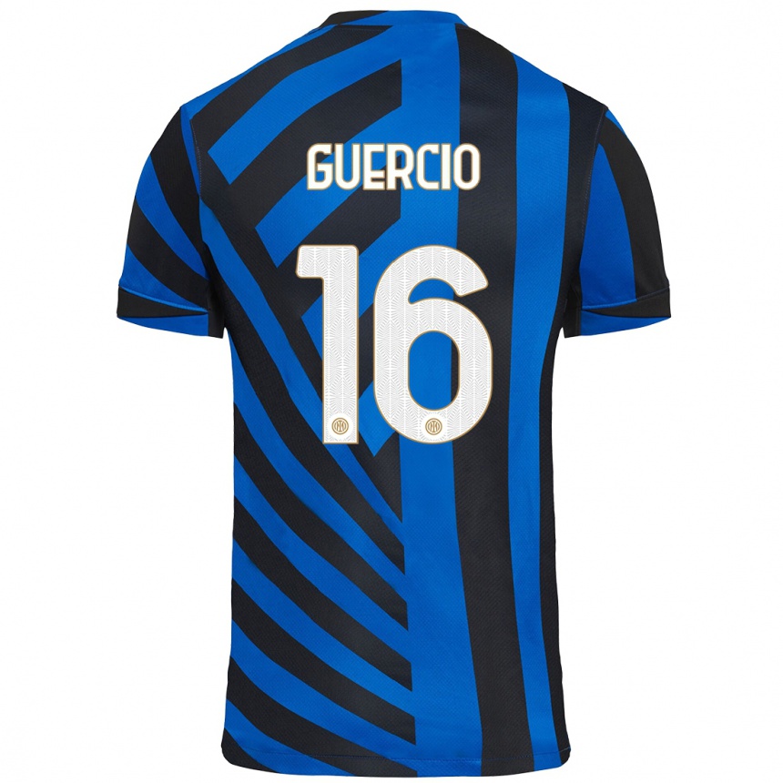 Enfant Football Maillot Tommaso Guercio #16 Bleu Noir Tenues Domicile 2024/25