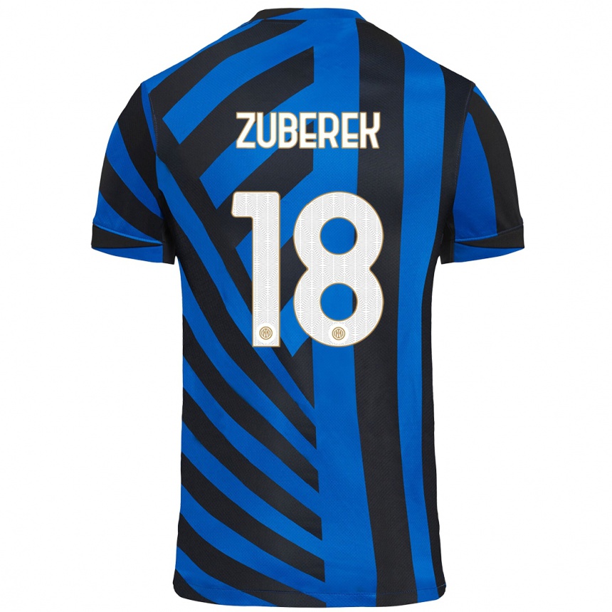 Enfant Football Maillot Jan Zuberek #18 Bleu Noir Tenues Domicile 2024/25