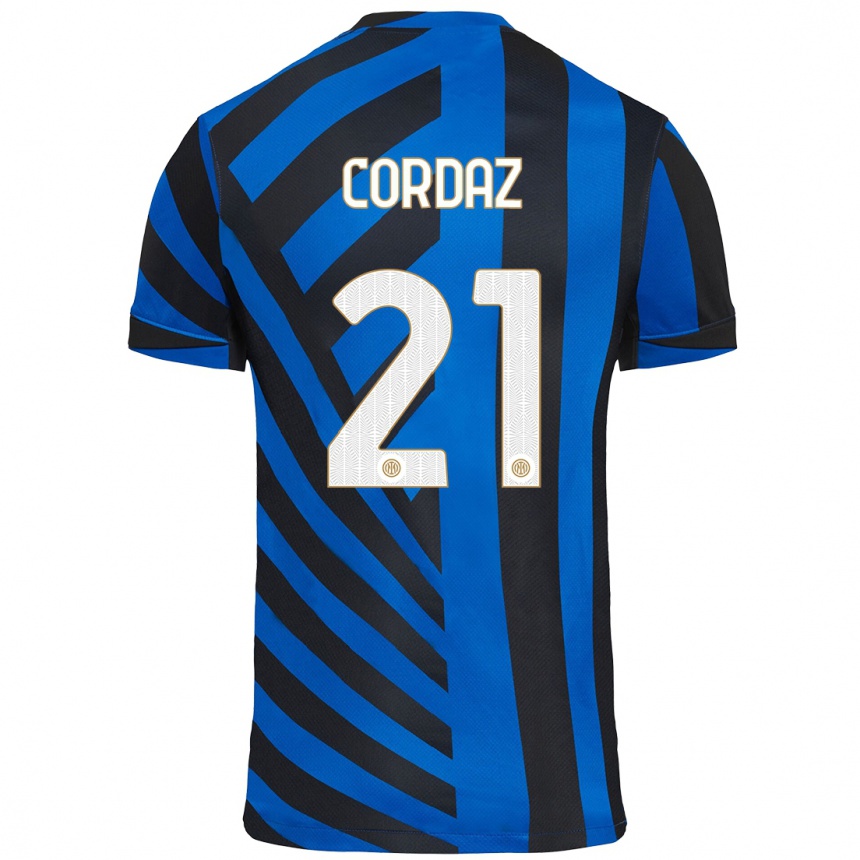 Enfant Football Maillot Alex Cordaz #21 Bleu Noir Tenues Domicile 2024/25