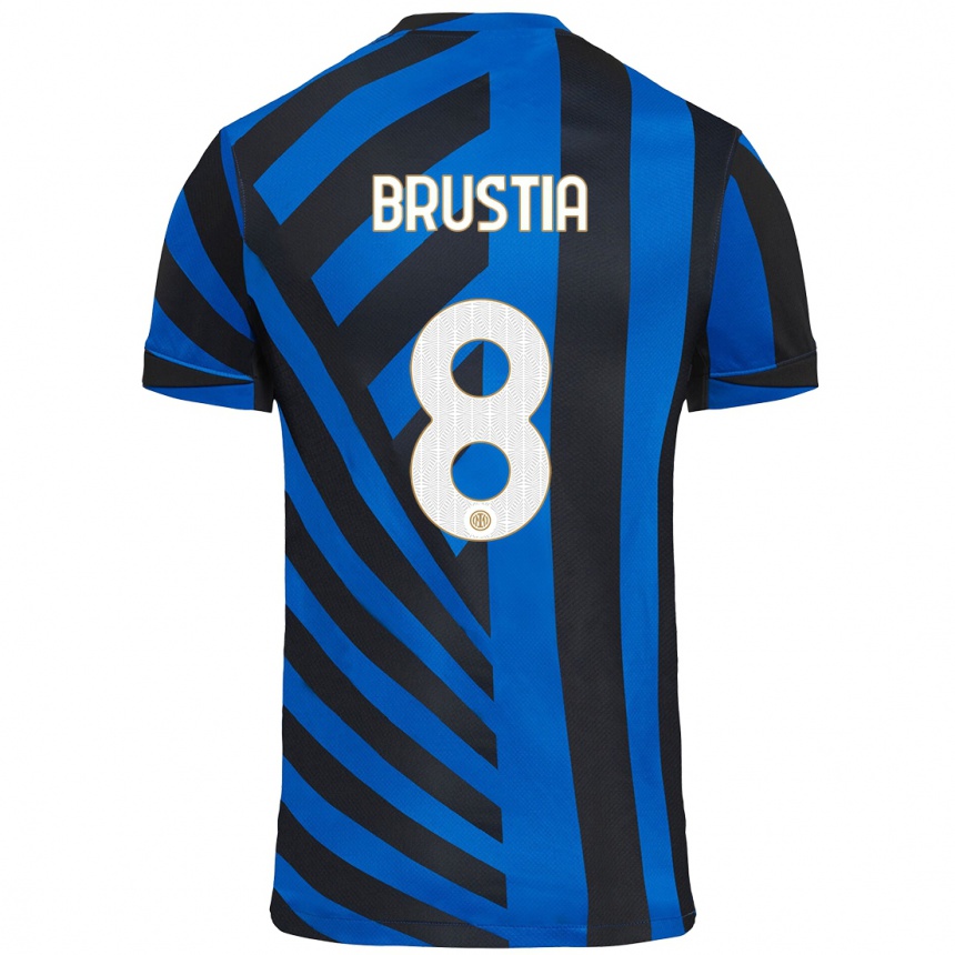 Enfant Football Maillot Martina Brustia #8 Bleu Noir Tenues Domicile 2024/25