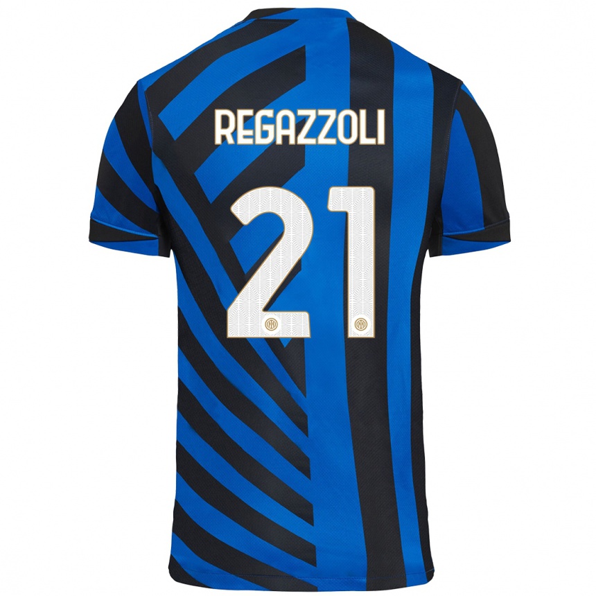 Enfant Football Maillot Alice Regazzoli #21 Bleu Noir Tenues Domicile 2024/25