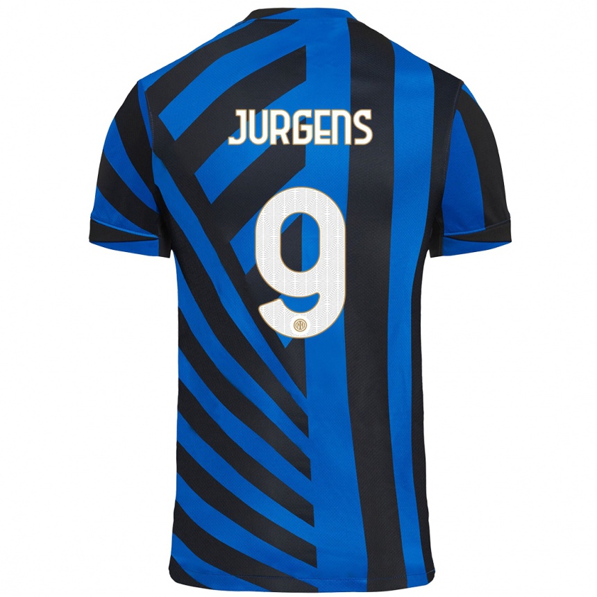 Enfant Football Maillot Oliver Jurgens #9 Bleu Noir Tenues Domicile 2024/25