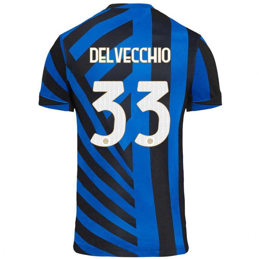 Enfant Football Maillot Gabriele Delvecchio #33 Bleu Noir Tenues Domicile 2024/25