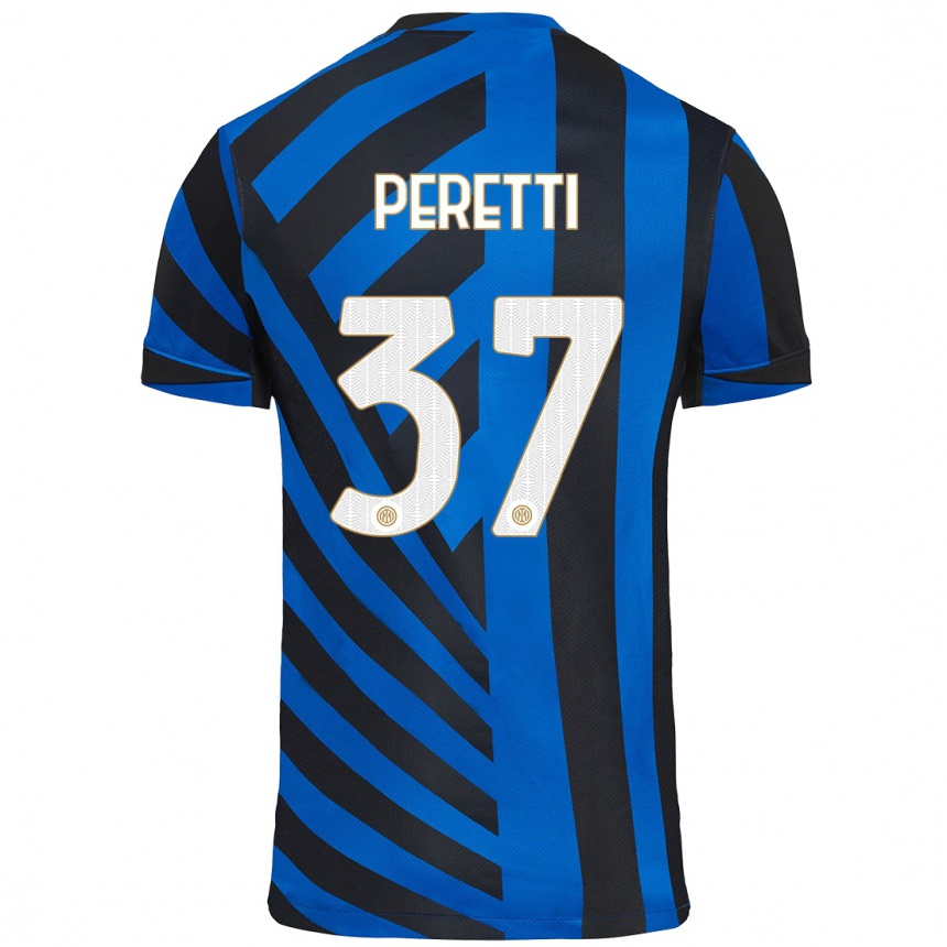 Enfant Football Maillot Lorenzo Peretti #37 Bleu Noir Tenues Domicile 2024/25