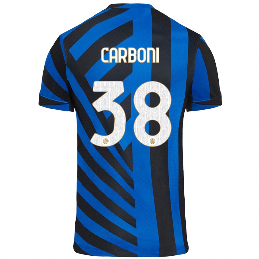 Enfant Football Maillot Valentin Carboni #38 Bleu Noir Tenues Domicile 2024/25