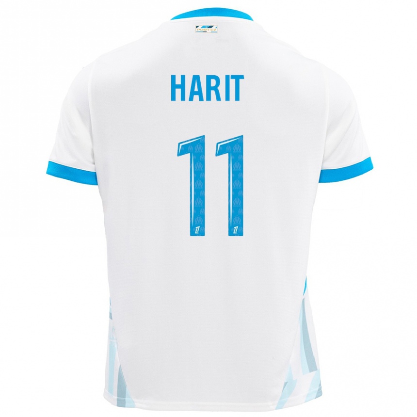 Enfant Football Maillot Amine Harit #11 Blanc Bleu Ciel Tenues Domicile 2024/25