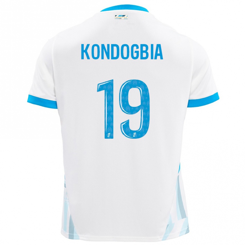 Enfant Football Maillot Geoffrey Kondogbia #19 Blanc Bleu Ciel Tenues Domicile 2024/25