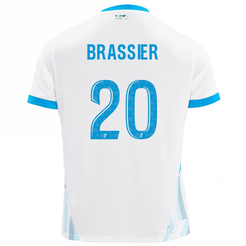 Enfant Football Maillot Lilian Brassier #20 Blanc Bleu Ciel Tenues Domicile 2024/25