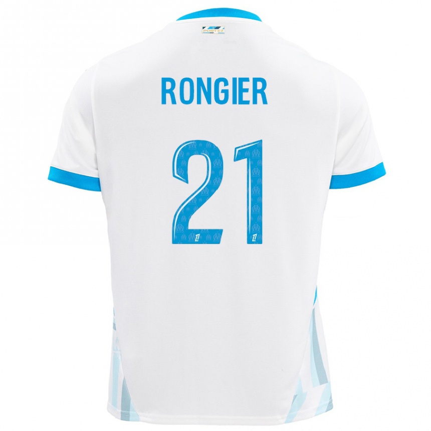 Enfant Football Maillot Valentin Rongier #21 Blanc Bleu Ciel Tenues Domicile 2024/25