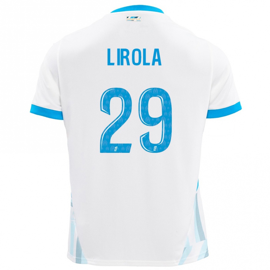 Enfant Football Maillot Pol Lirola #29 Blanc Bleu Ciel Tenues Domicile 2024/25