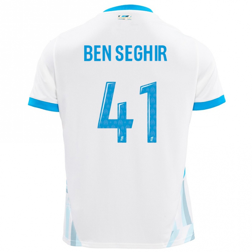 Enfant Football Maillot Salim Ben Seghir #41 Blanc Bleu Ciel Tenues Domicile 2024/25