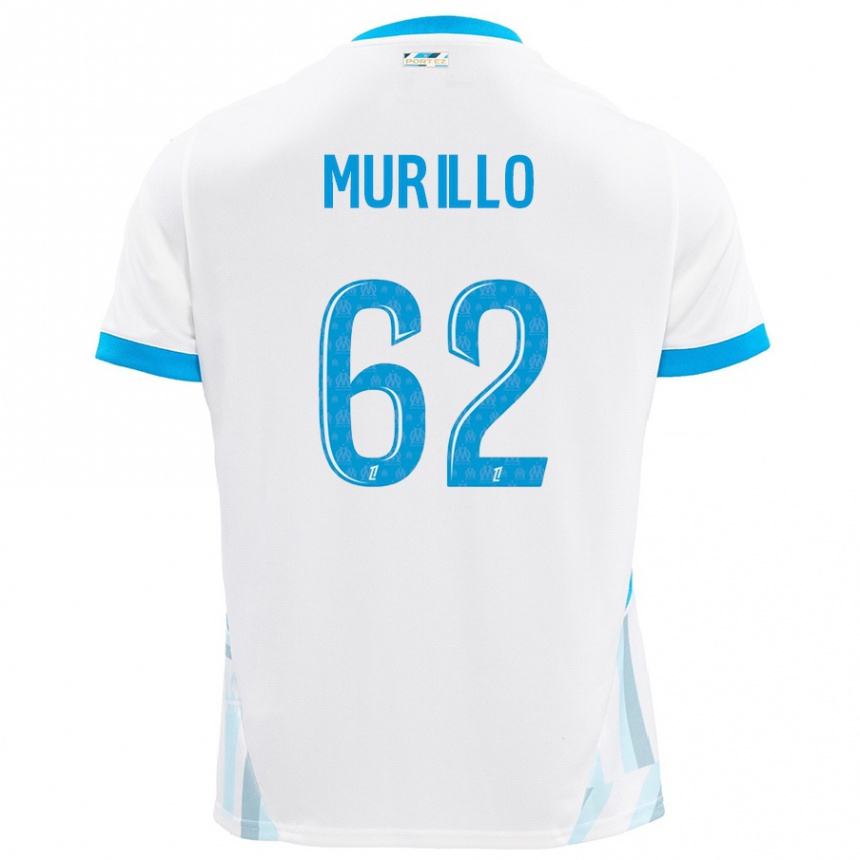 Enfant Football Maillot Amir Murillo #62 Blanc Bleu Ciel Tenues Domicile 2024/25