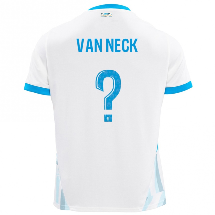 Enfant Football Maillot Jelle Van Neck #0 Blanc Bleu Ciel Tenues Domicile 2024/25