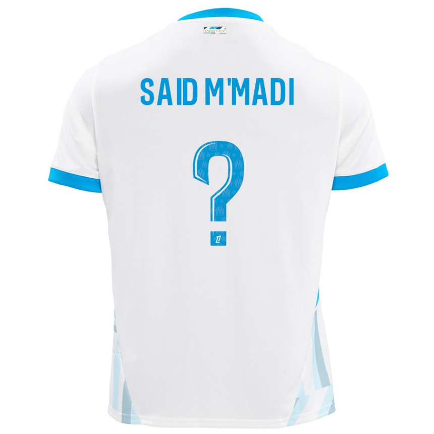 Enfant Football Maillot Yakine Said M'madi #0 Blanc Bleu Ciel Tenues Domicile 2024/25