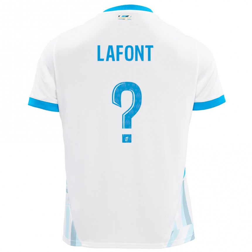 Enfant Football Maillot Gaël Lafont #0 Blanc Bleu Ciel Tenues Domicile 2024/25