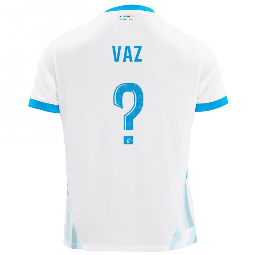 Enfant Football Maillot Robinio Vaz #0 Blanc Bleu Ciel Tenues Domicile 2024/25