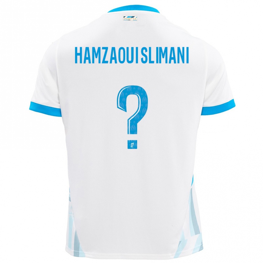 Enfant Football Maillot Hilan Hamzaoui Slimani #0 Blanc Bleu Ciel Tenues Domicile 2024/25