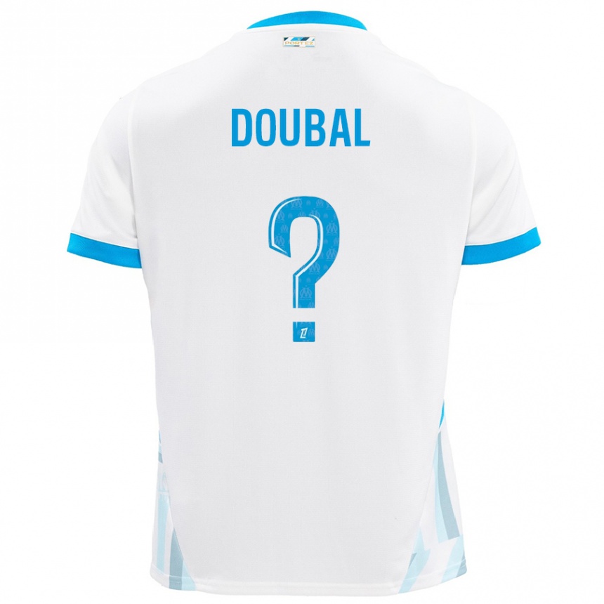 Enfant Football Maillot Anis Doubal #0 Blanc Bleu Ciel Tenues Domicile 2024/25