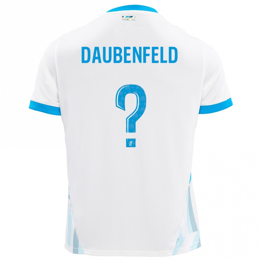 Enfant Football Maillot Lucas Daubenfeld #0 Blanc Bleu Ciel Tenues Domicile 2024/25