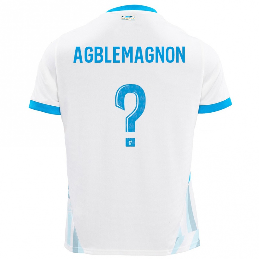 Enfant Football Maillot Jordan Agblemagnon #0 Blanc Bleu Ciel Tenues Domicile 2024/25