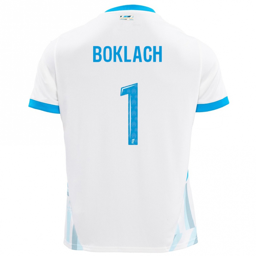 Enfant Football Maillot Kateryna Boklach #1 Blanc Bleu Ciel Tenues Domicile 2024/25