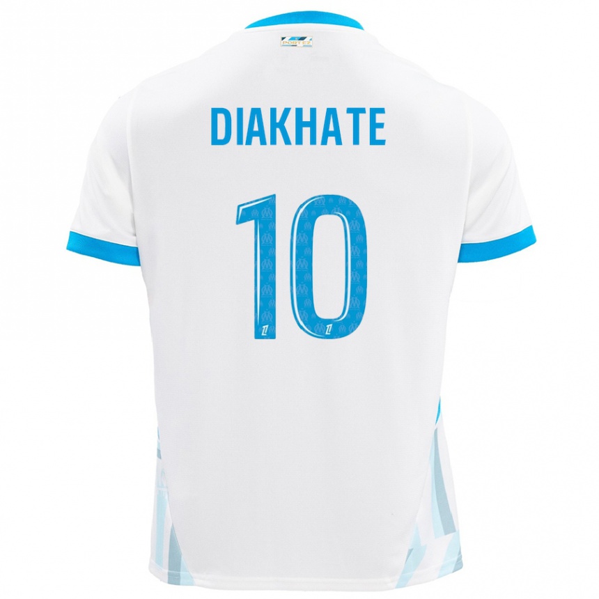 Enfant Football Maillot Ndeye Awa Diakhaté #10 Blanc Bleu Ciel Tenues Domicile 2024/25