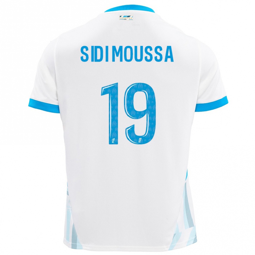 Enfant Football Maillot Salima Sidi Moussa #19 Blanc Bleu Ciel Tenues Domicile 2024/25