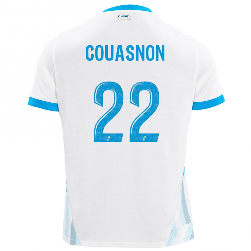 Enfant Football Maillot Roxane Couasnon #22 Blanc Bleu Ciel Tenues Domicile 2024/25