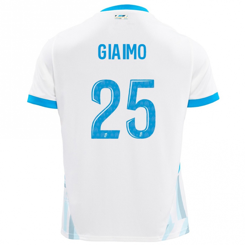 Enfant Football Maillot Carla Giaimo #25 Blanc Bleu Ciel Tenues Domicile 2024/25