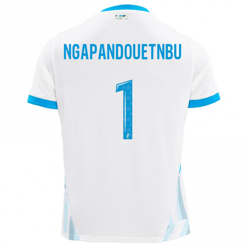 Enfant Football Maillot Simon Ngapandouetnbu #1 Blanc Bleu Ciel Tenues Domicile 2024/25