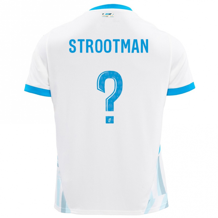 Enfant Football Maillot Kevin Strootman #0 Blanc Bleu Ciel Tenues Domicile 2024/25