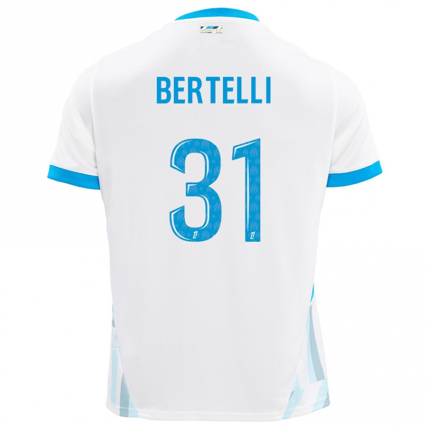 Enfant Football Maillot Ugo Bertelli #31 Blanc Bleu Ciel Tenues Domicile 2024/25