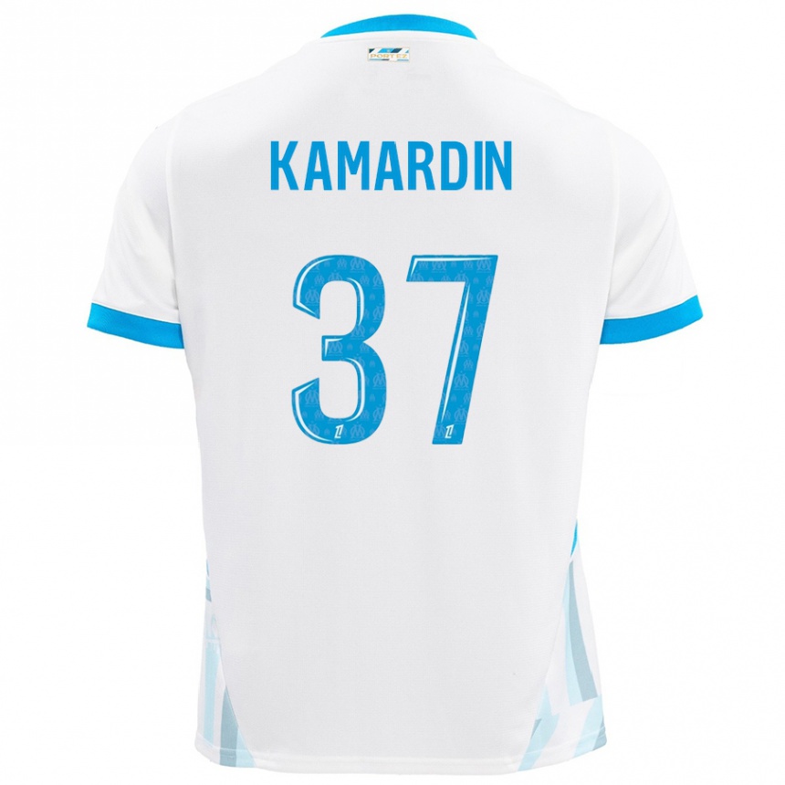 Enfant Football Maillot Aaron Kamardin #37 Blanc Bleu Ciel Tenues Domicile 2024/25