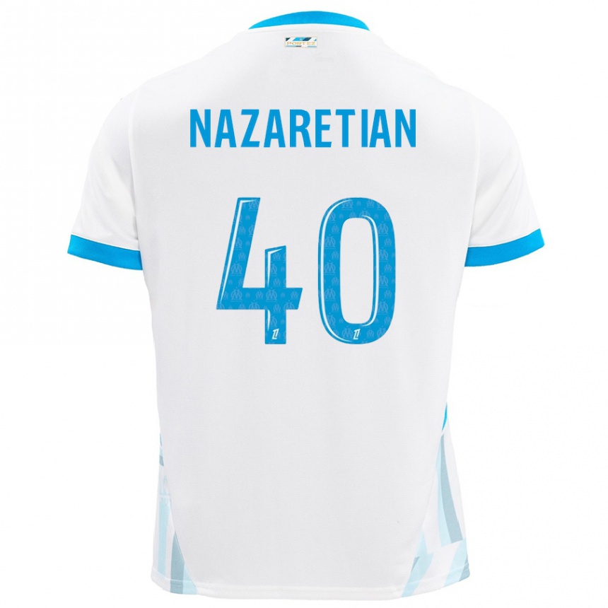 Enfant Football Maillot Manuel Nazaretian #40 Blanc Bleu Ciel Tenues Domicile 2024/25