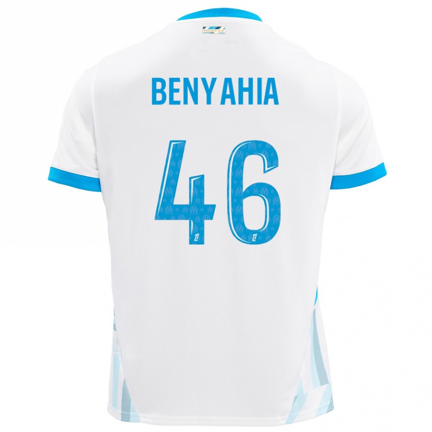 Enfant Football Maillot Aylan Benyahia-Tani #46 Blanc Bleu Ciel Tenues Domicile 2024/25