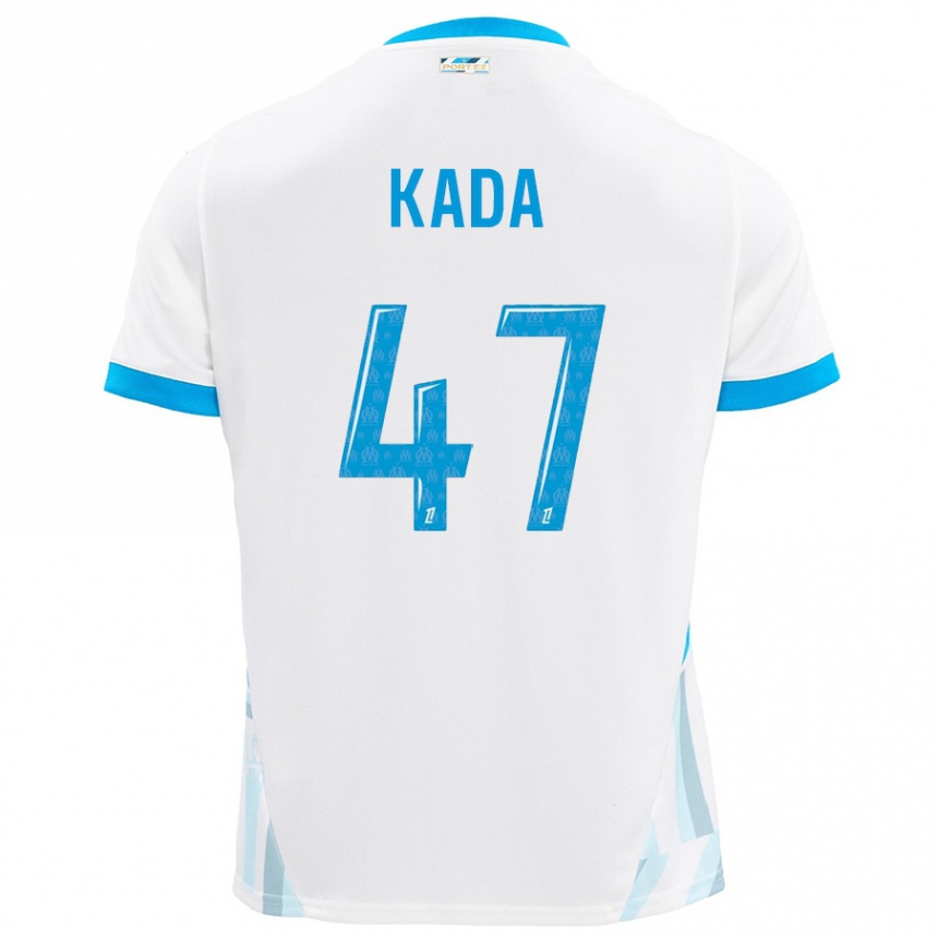 Enfant Football Maillot Joakim Kada #47 Blanc Bleu Ciel Tenues Domicile 2024/25