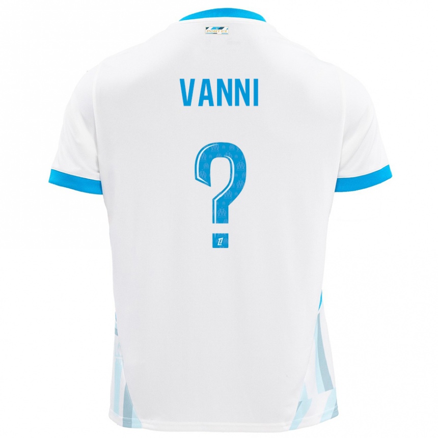 Enfant Football Maillot Fabio Vanni #0 Blanc Bleu Ciel Tenues Domicile 2024/25