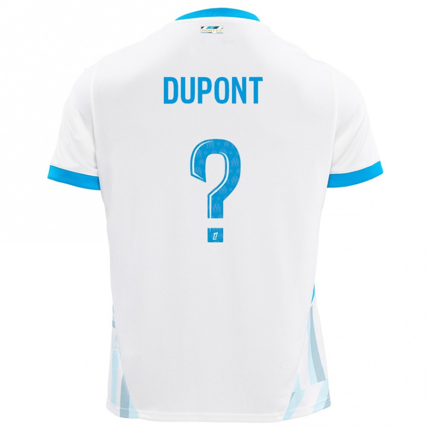 Enfant Football Maillot Hugo Dupont #0 Blanc Bleu Ciel Tenues Domicile 2024/25