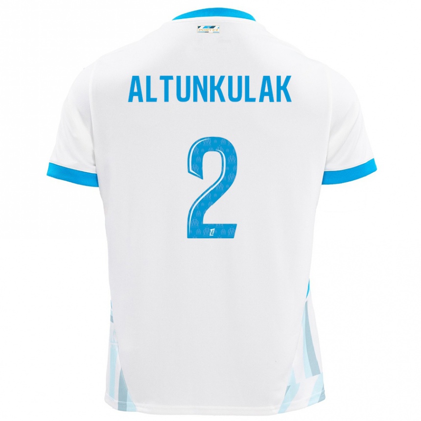 Enfant Football Maillot Selen Altunkulak #2 Blanc Bleu Ciel Tenues Domicile 2024/25