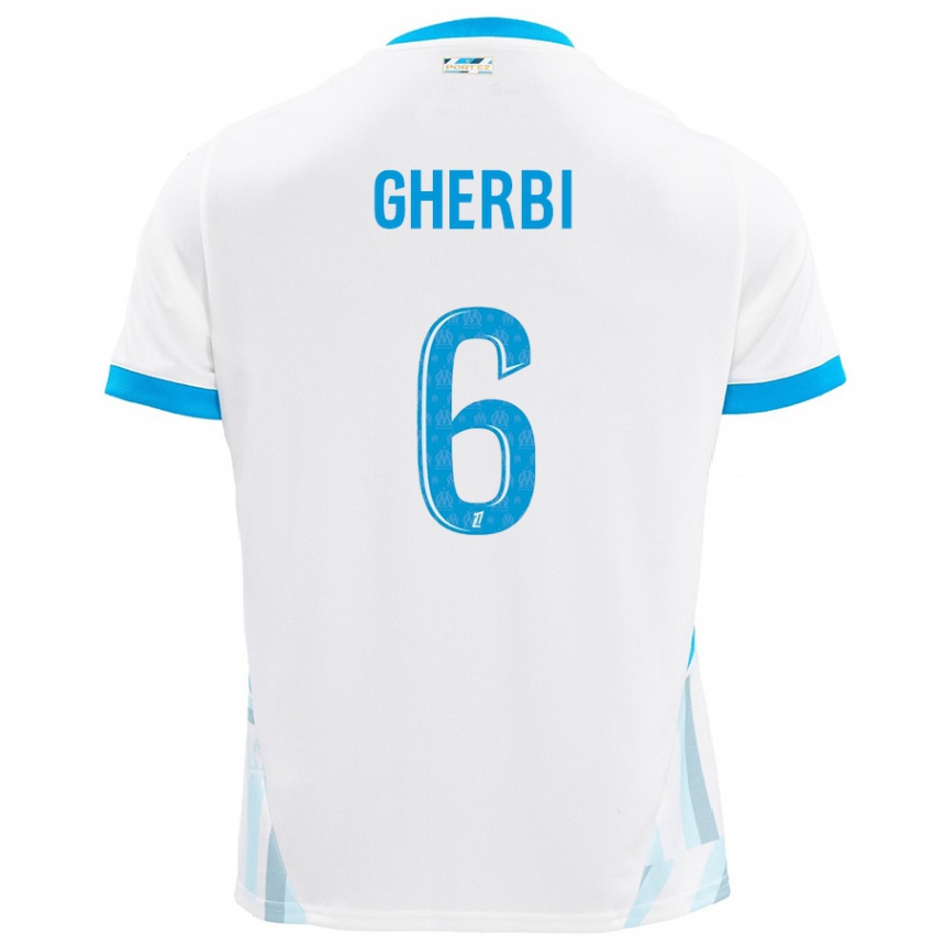 Enfant Football Maillot Candice Gherbi #6 Blanc Bleu Ciel Tenues Domicile 2024/25