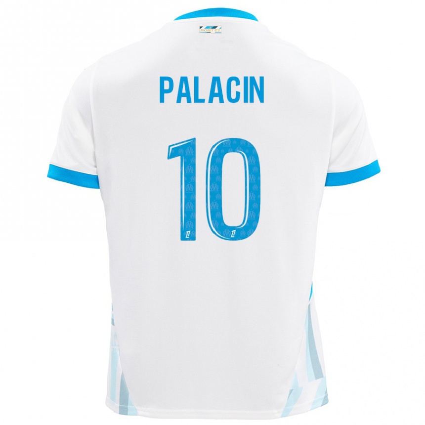 Enfant Football Maillot Sara Palacin #10 Blanc Bleu Ciel Tenues Domicile 2024/25