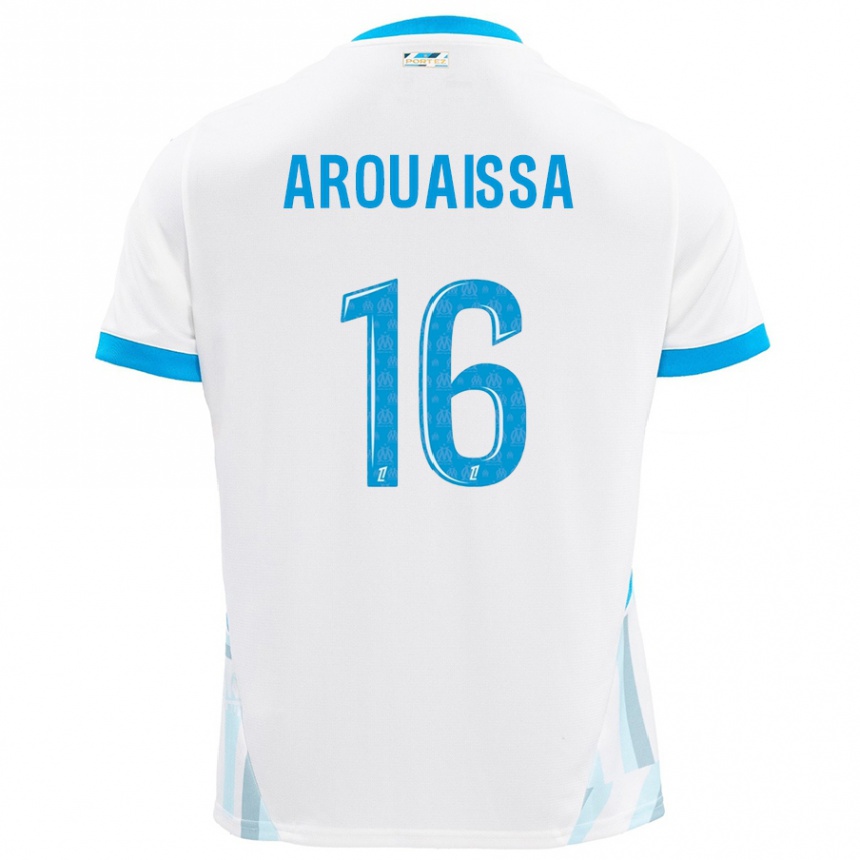 Enfant Football Maillot Ines Arouaissa #16 Blanc Bleu Ciel Tenues Domicile 2024/25