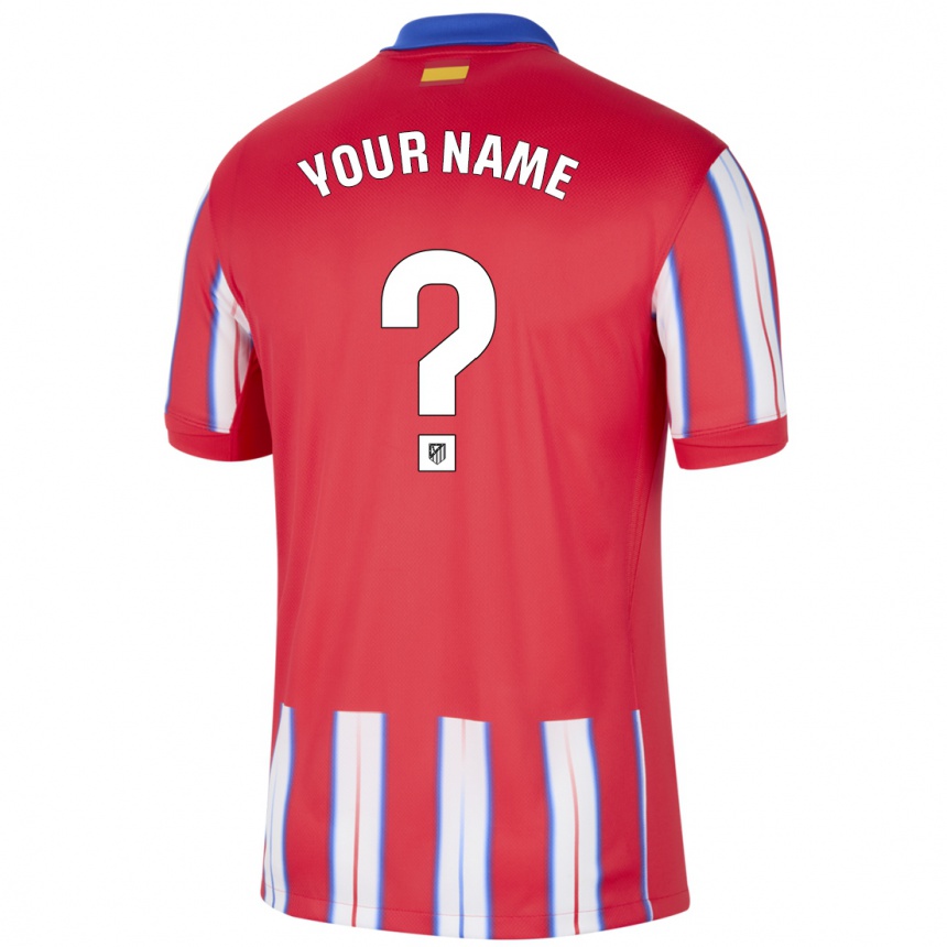 Enfant Football Maillot Votre Nom #0 Rouge Blanc Bleu Tenues Domicile 2024/25