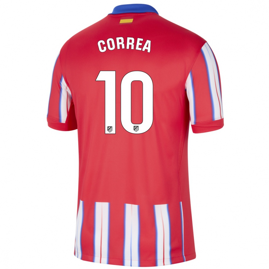 Enfant Football Maillot Angel Correa #10 Rouge Blanc Bleu Tenues Domicile 2024/25