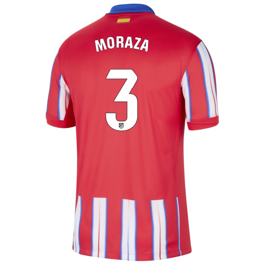 Enfant Football Maillot Ainhoa Moraza #3 Rouge Blanc Bleu Tenues Domicile 2024/25