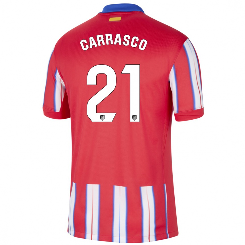 Enfant Football Maillot Yannick Carrasco #21 Rouge Blanc Bleu Tenues Domicile 2024/25