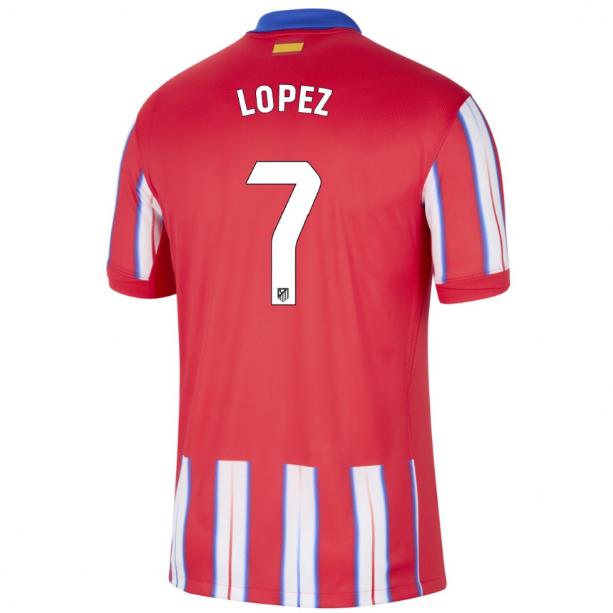 Enfant Football Maillot Maitane Lopez #7 Rouge Blanc Bleu Tenues Domicile 2024/25